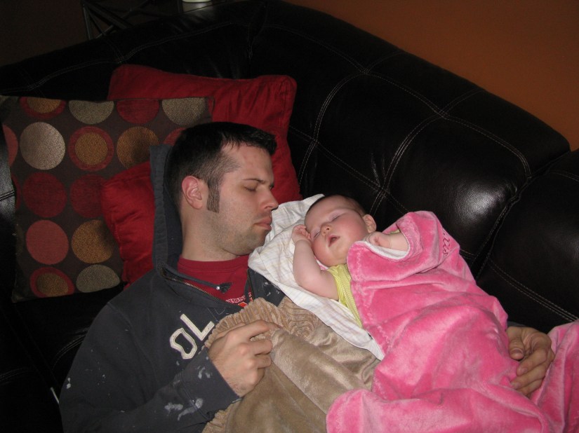 Snuggling and napping with Daddy during your cold